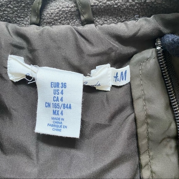 H&M Quilted Jacket Olive Green Size 4 - Picture 7 of 7